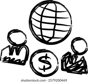 globalization icon in Doodle style