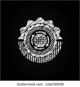 globalization icon drawn chalk emblem, retro style, chalk or chalkboard texture