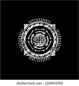 globalization icon drawn with chalkboard texture