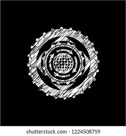 globalization icon drawn with chalkboard texture
