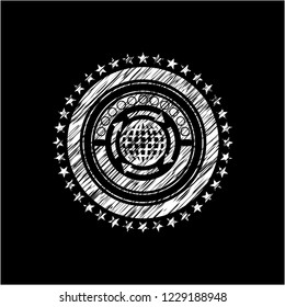 globalization icon drawn with chalkboard texture