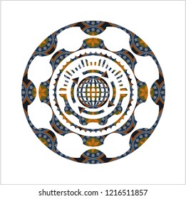 globalization icon inside arabesque style badge. arabic decoration.