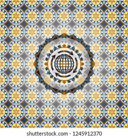 globalization icon inside arabesque style badge. arabic decoration.