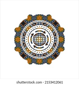 icono de globalización dentro de la placa árabe. Decoración árabe. 