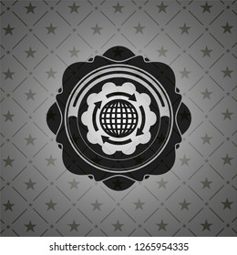 globalization icon inside black badge
