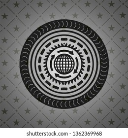 globalization icon inside black badge