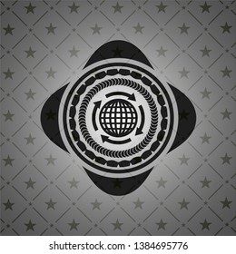 globalization icon inside black emblem