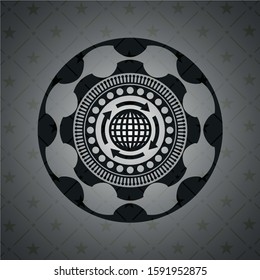 globalization icon inside black emblem. Vintage.