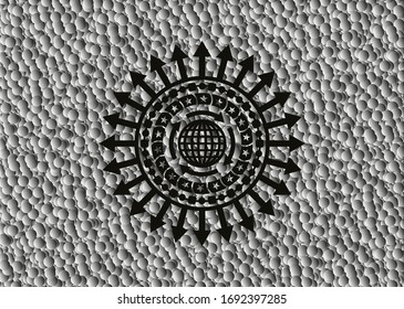 globalization icon inside black emblem with bubbles background. Vintage. Vector Illustration. Detailed.