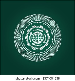 globalization icon inside chalk emblem