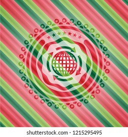 globalization icon inside christmas badge background.