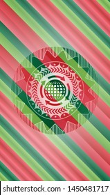 globalization icon inside christmas badge background.