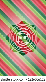 globalization icon inside christmas colors style badge.