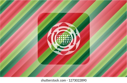 globalization icon inside christmas colors style emblem.