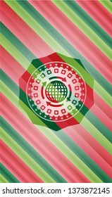 globalization icon inside christmas emblem background.