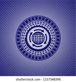globalization icon inside emblem with jean high quality background