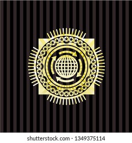 globalization icon inside golden badge