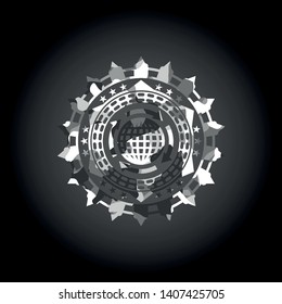 globalization icon inside grey camouflage texture