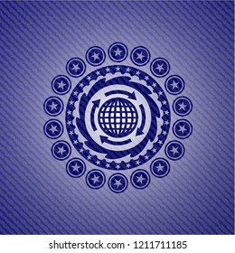 globalization icon inside jean background