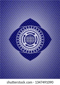 globalization icon inside jean background
