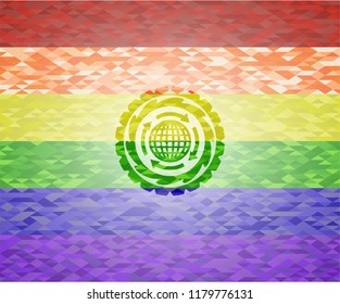 globalization icon inside lgbt colors emblem 