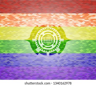 globalization icon inside lgbt colors emblem 