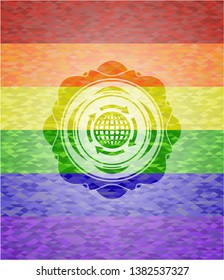 globalization icon inside lgbt colors emblem 