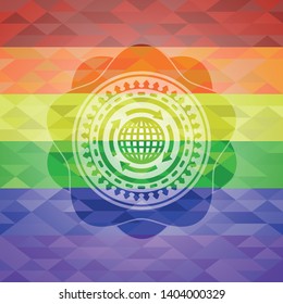 globalization icon inside lgbt colors emblem 