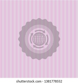 globalization icon inside pink emblem