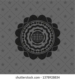 globalization icon inside realistic black emblem