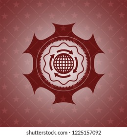globalization icon inside red emblem
