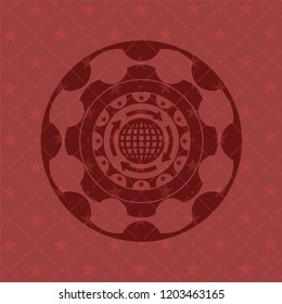 globalization icon inside retro red emblem