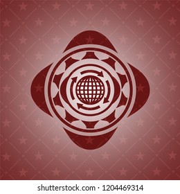 globalization icon inside retro red emblem