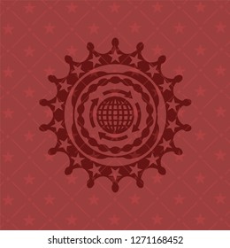 globalization icon inside retro red emblem