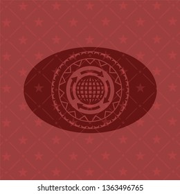globalization icon inside retro red emblem