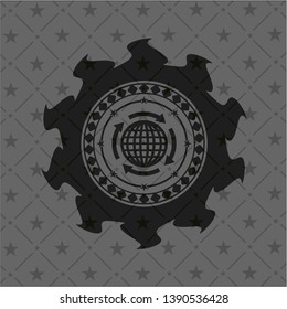 globalization icon inside retro style black emblem