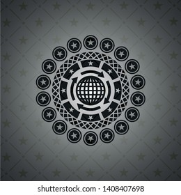globalization icon inside retro style black emblem