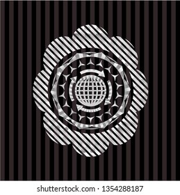 globalization icon inside silvery shiny emblem