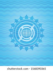 globalization icon inside water representation emblem background.