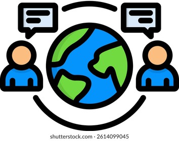 Globalization Icon Lineal Color Vector Illustration