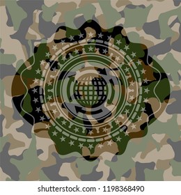 globalization icon on camo pattern
