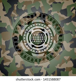 globalization icon on camo texture