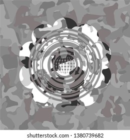 globalization icon on grey camo texture