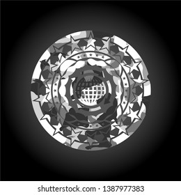 globalization icon on grey camo pattern