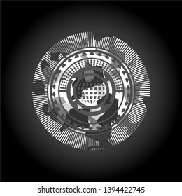 globalization icon on grey camo texture