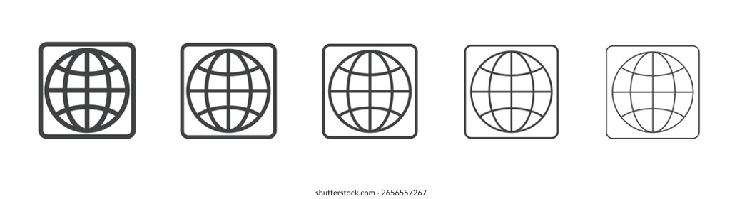 Símbolo de Vector de ilustración de esquema de icono de globalización