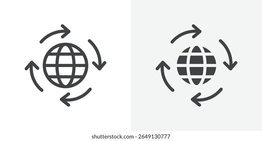 Icono de globalización Esquema de signo de Vector