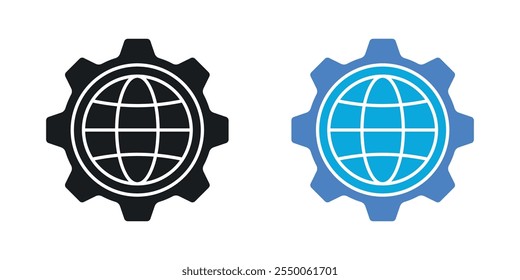 Icono de globalización en versión negra y de color