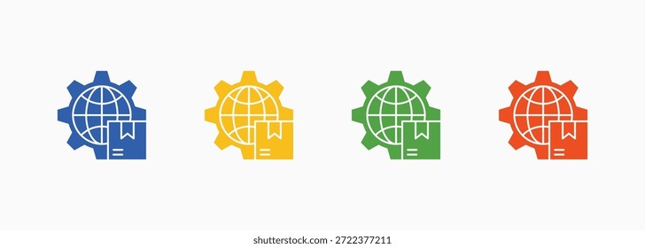 Conjunto de ícones de globalização Conjunto de cores Coleção de vários estilos