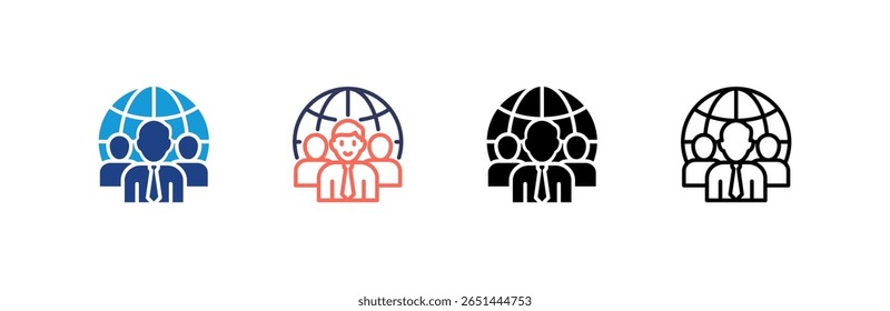Globalization icon set multiple style collection